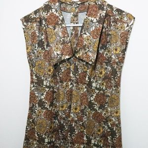 70's Vintage Floral Dress - With neck Tie